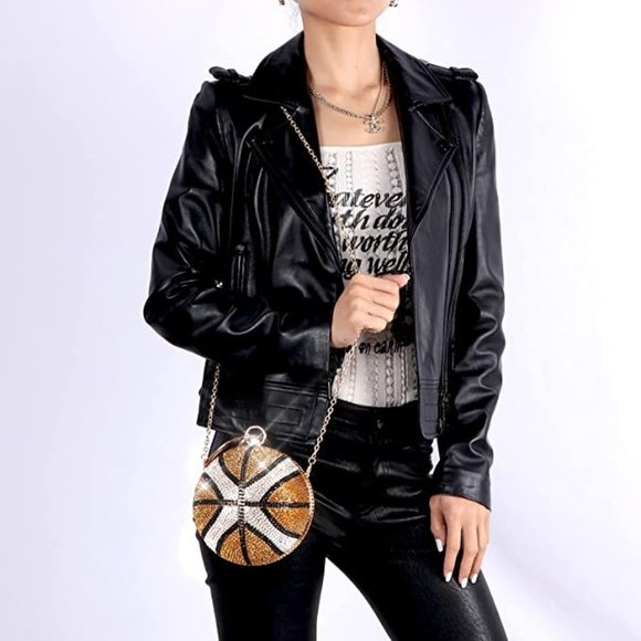 NEW BLING SWAROVSKI CRYSTAL RHINESTONE BASKETBALL CLUTCH HANDBAG PURSE +… - Picture 4 of 14